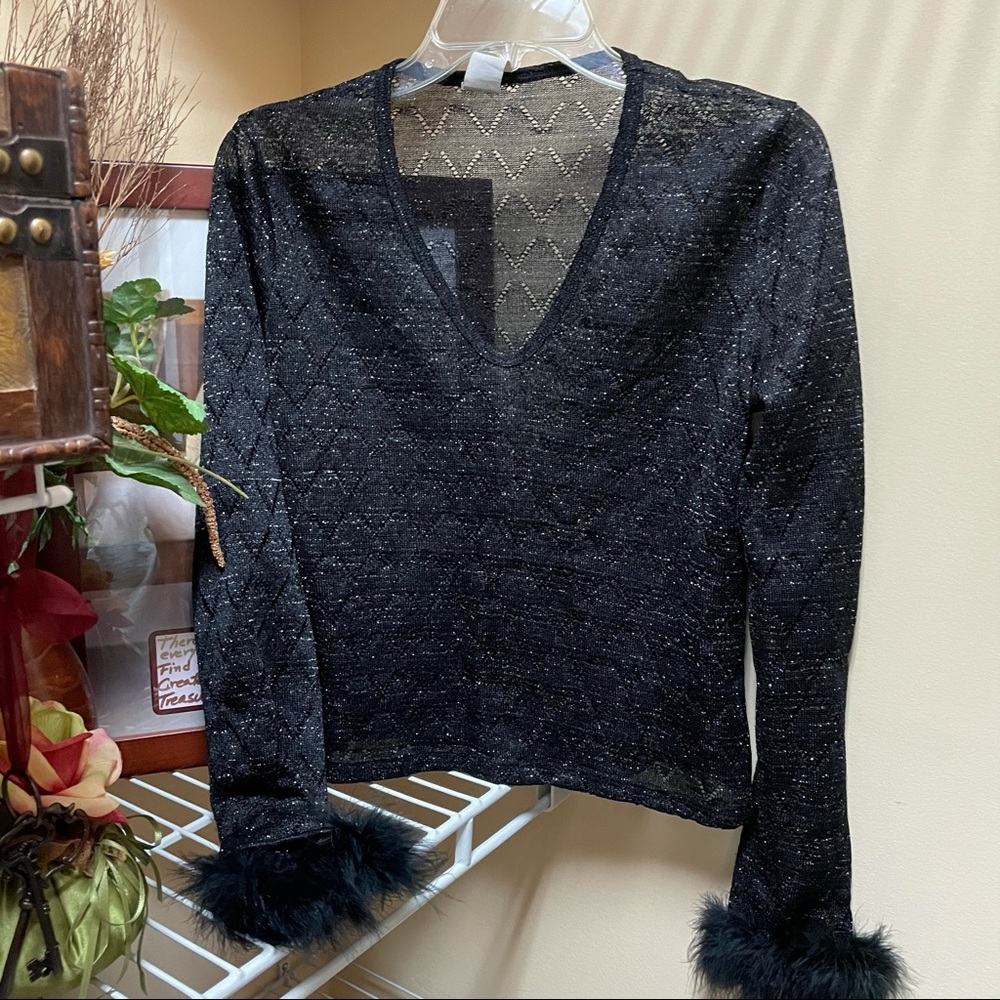 ‼️sold‼️Rampage Long Sleeve Black Sheer Shimmery Top